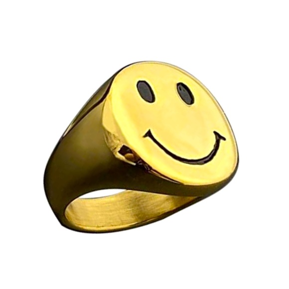 24k Gold Plated Smiley Ring - Picture 2 of 4
